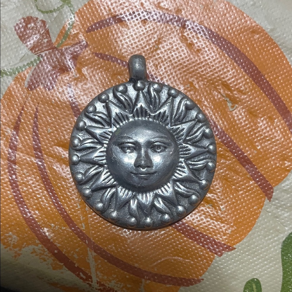 Silver Sun Face Pendant